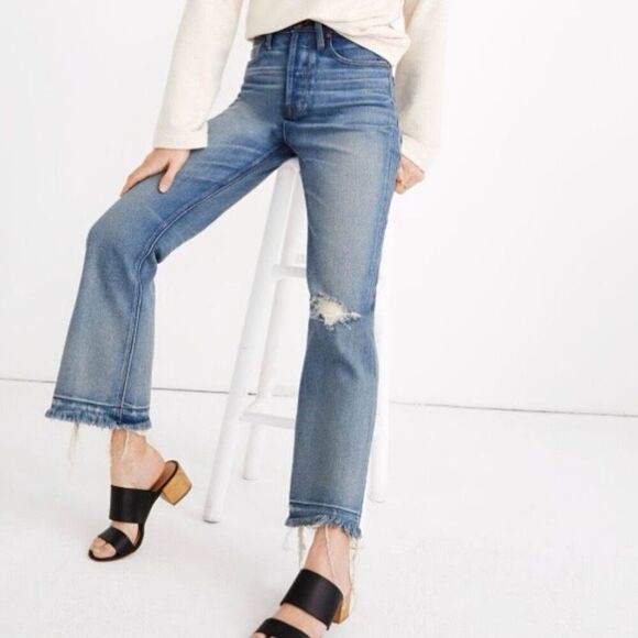 Rivet & Thread Relaxed Bootcut Jeans Cropped Stretch Medium Wash K8001 Women 25 - Picture 3 of 11